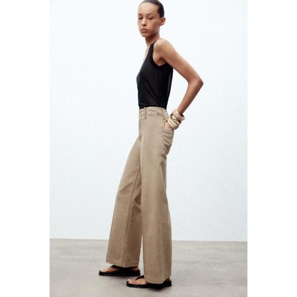 ZARA JEANS ZW COLLECTION TAILORED WIDE LEG HIGH-WAIST - Picture 1 of 9